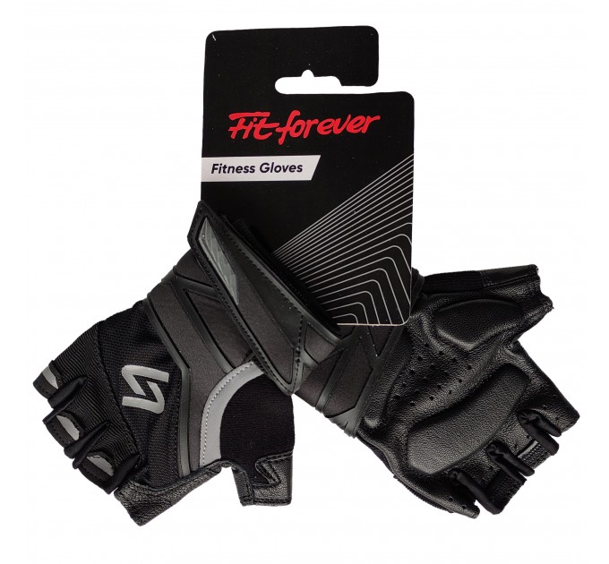 Рукавички для фітнесу Fit forever High End AI-04-1070-D чорний-сірий S