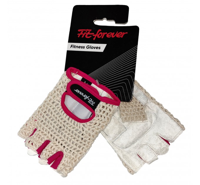 Рукавички для фітнесу Fit forever Fit Work AI-04-1569-A білий-рожевий S