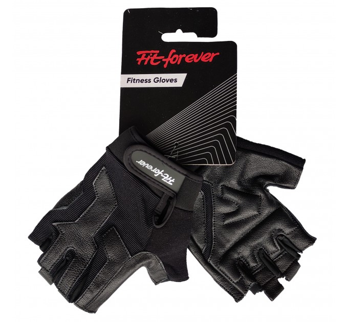 Рукавички для фітнесу Fit forever Supreme AI-04-1340-D чорний-сірий L