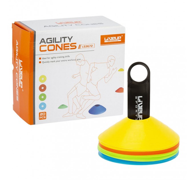 Набір фішок з підставкою LiveUp AGILITY CONES WITH RACK
