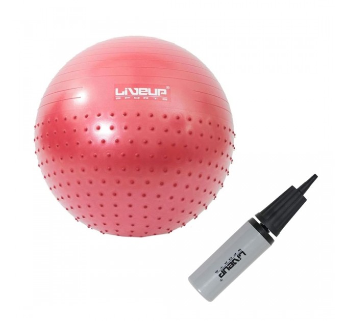 Фітбол масажний з насосом LiveUp HALF MASSAGE BALL
