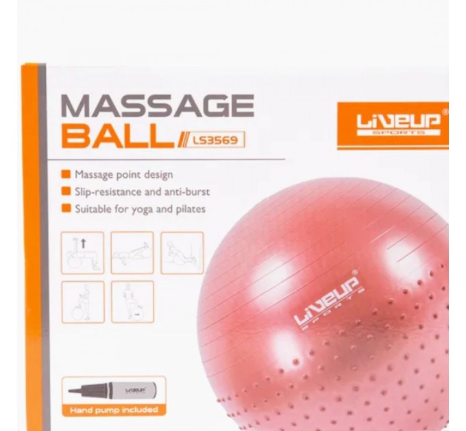 Фітбол масажний з насосом LiveUp HALF MASSAGE BALL