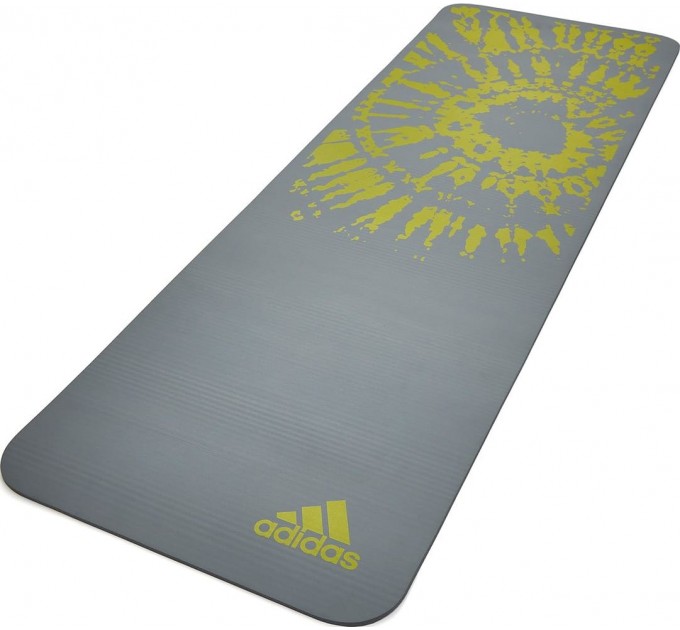 Килимок для йоги Adidas Tie-Dye Yoga Mat сірий, жовтий Уні 183 х 61 х 1 см