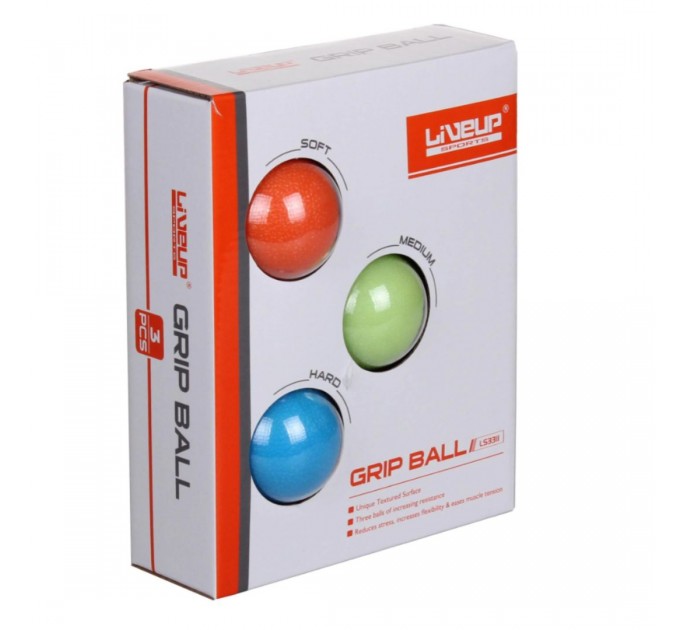 Набір м'ячиків-еспандерів 3шт LiveUp GRIP BALL
