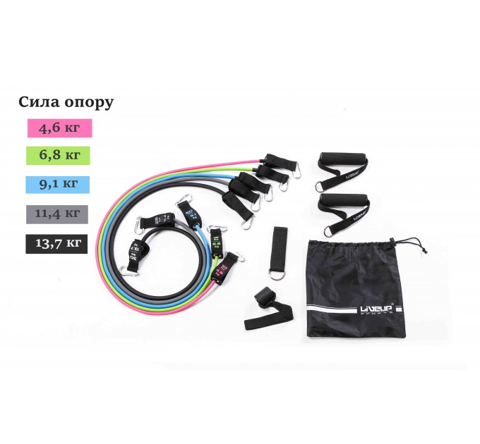 Набір еспандерів 5шт з кріпленнями LiveUp EXPANDER TUBE SET