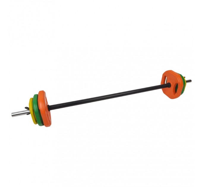 Набір гриф з кольоровими гумовими дисками Fitex MD3006, 20 кг