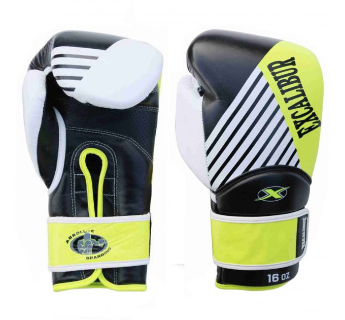 Боксерські рукавички Excalibur Absolute Sparring 8065-01 12 унцій чорний-білий-жовтий