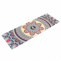 Килимок для йоги Замшевий каучуковий двошаровий 3мм Record FI-5662-14 (розмір 1,83мx0,61мx3мм, бежевий, з квітковим принтом) Код FI-5662-14